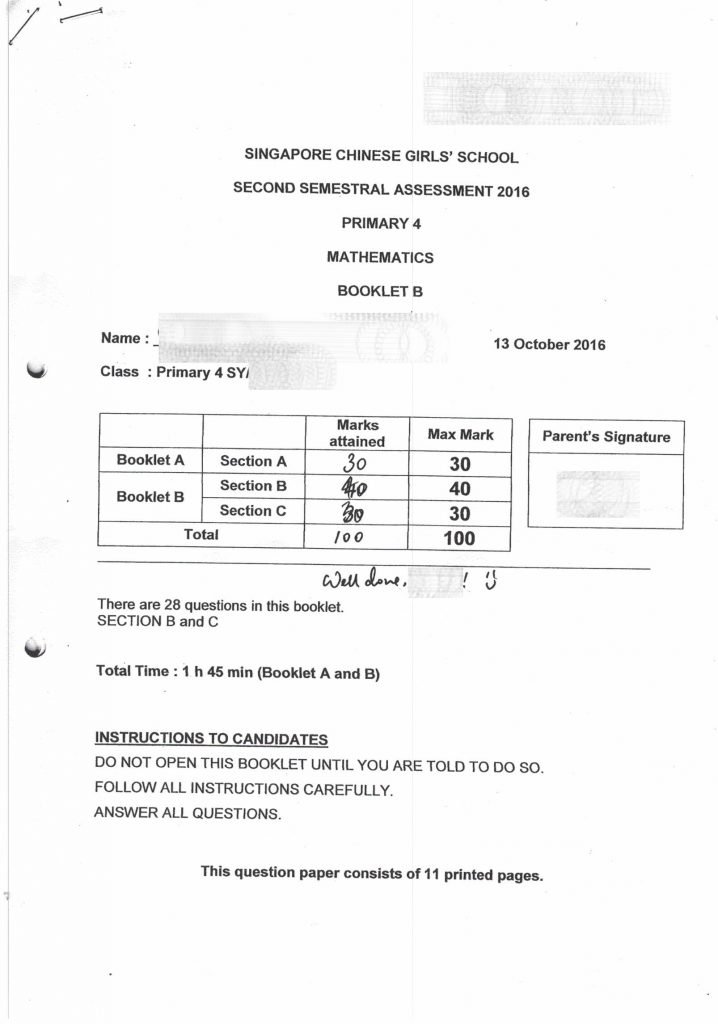 SCGS student full marks again in math exam.
