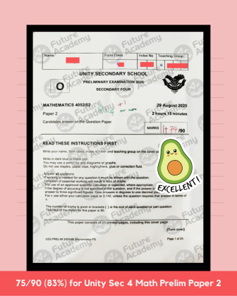 75 Marks for Unity Sec 4 Math Prelim Paper 2