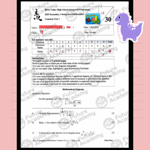 28 Mark for RVHS Sec 3 IP Math Common Test