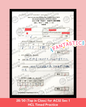 exam results (1080 x 1350 px) - 28 marks Top in Class for HCL Timed Practice