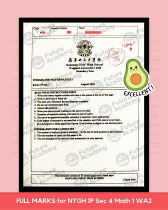 NEW exam results (1080 x 1350 px) - NYGH IP Sec 4 Math 1 WA2 full marks