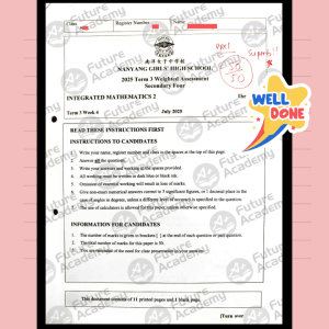 Full Marks for NYGH IP Sec 4 Math 2 WA 2