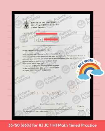 33 Marks for RI JC1 H1 Math Timed Practice