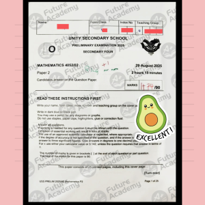 75 Marks for Unity Sec 4 Math Prelim Paper 2