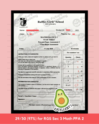 29 Marks for RGS IP Sec 3 Math PPA 2