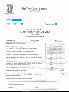 Improvement in RGS Students' Math Results 5 Scored 83.3% in RGS year end exam