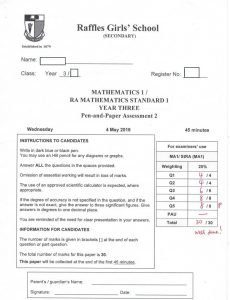 Improvement in RGS Students' Math Results 4 Full Mark in RGS year end exam