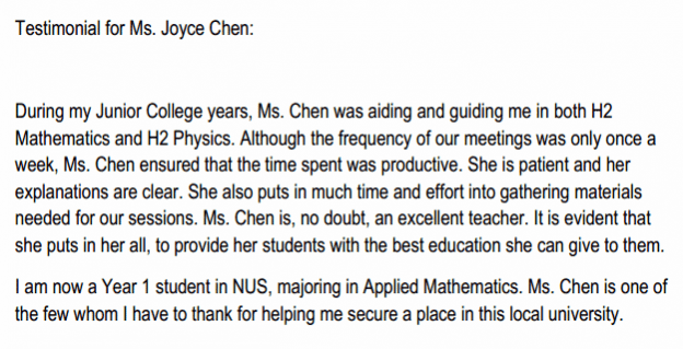 Ms. Chen is, no doubt, an excellent teacher.