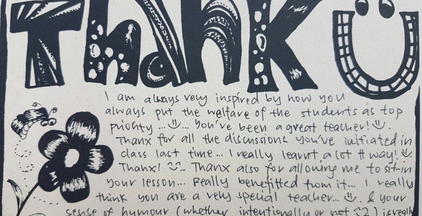 Thank you card to Mr Lau